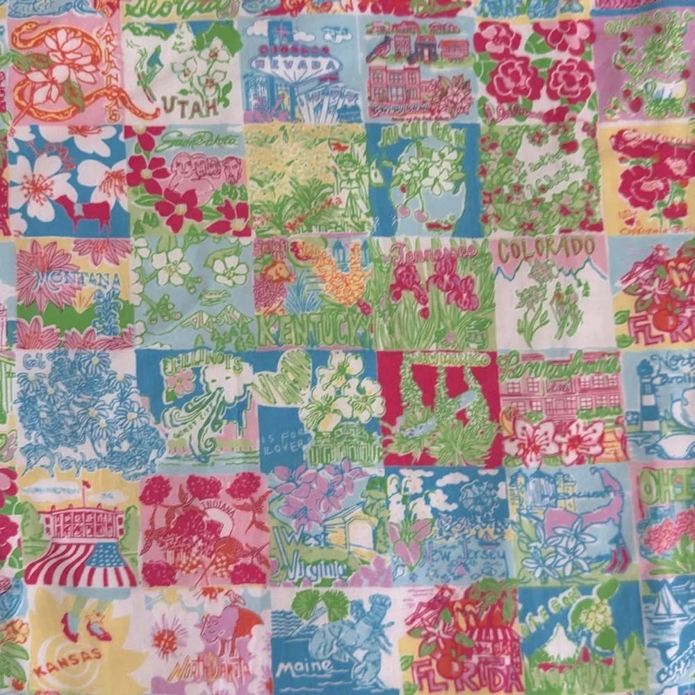 Lilly Pulitzer | State Of Mind USA Patchwork Print Classic Shift Dress (10) - Picture 3 of 16